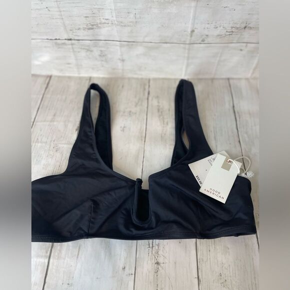 Good American Swim Top Women Size L or XL Black Vegas U Ring Bikini Swimsuit - Picture 2 of 10